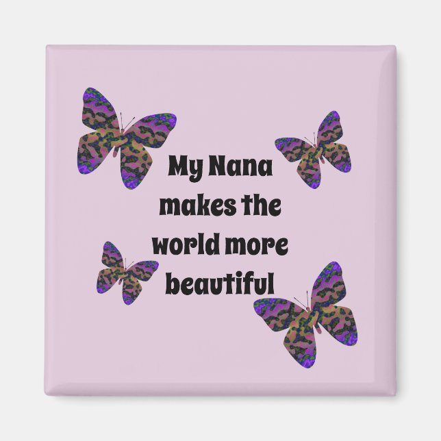 Nana Makes World BeSnygg farmor Butterfly Magnet (Framsidan)