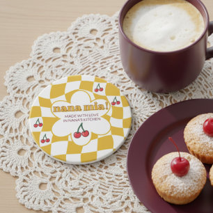 Nana Mia Retro Groovy Rutigt och Körsbärsfärgat Underlägg