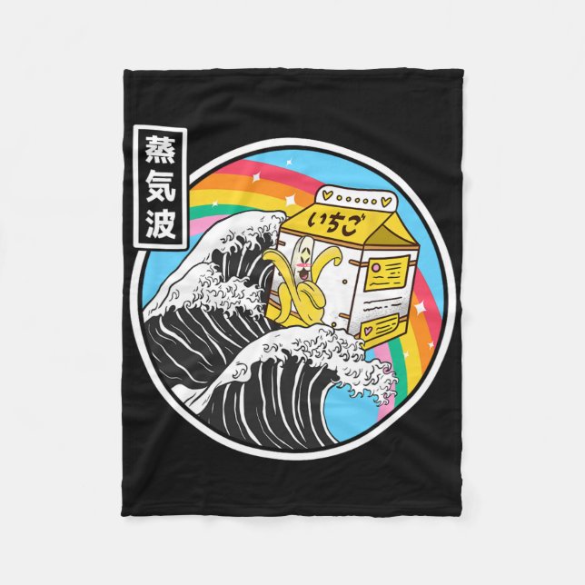 Nana Milk Surfing Kanagawa Wave Kawaii Anime Vapor Fleecefilt (Framsidan)