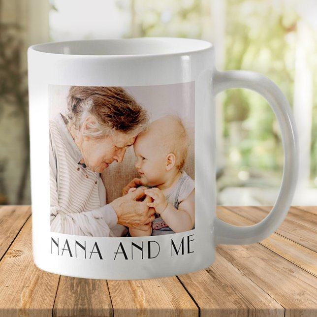 Nana och Me Minimalist Modern Chic Photo Kaffemugg (Skapare uppladdad)