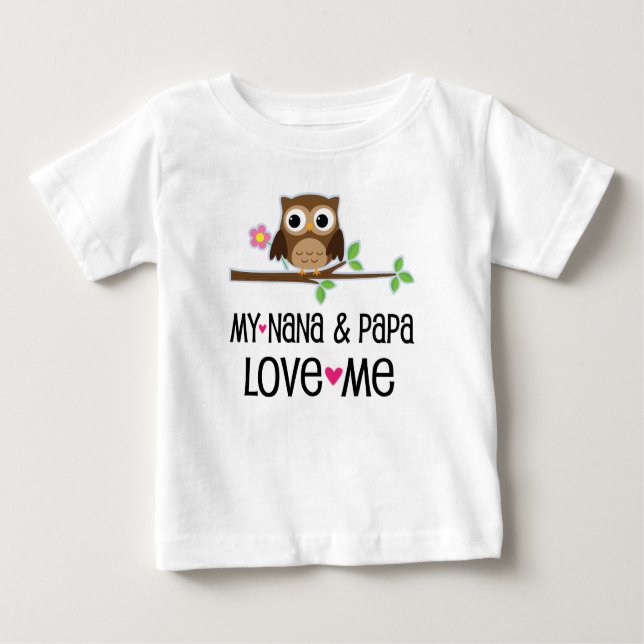 Nana och Pappa Kärlek Me Baby Uggla T Shirt (Framsida)
