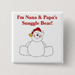 Nana och Pappa Snuggle Bear T-shirts och Gifts Knapp