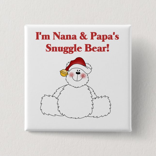 Nana och Pappa Snuggle Bear T-shirts och Gifts Knapp (Framsida)