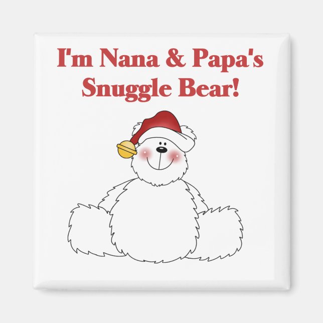 Nana och Pappa Snuggle Bear T-shirts och Gifts Magnet (Framsidan)