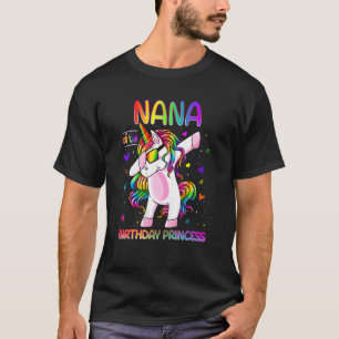 Nana of Birthday Princess Girl Dabbing Unicorn T Shirt
