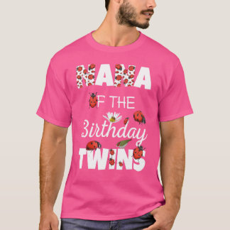 Nana of Birthday Twillingars Blommigt Family Ladyb T Shirt