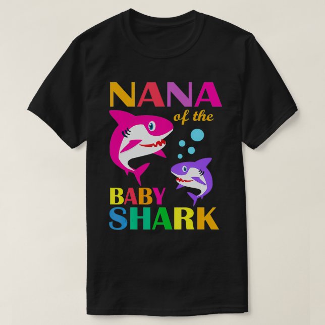 Nana of the Baby Birthday Shark Nana Shark Mor" T Shirt (Design framsida)