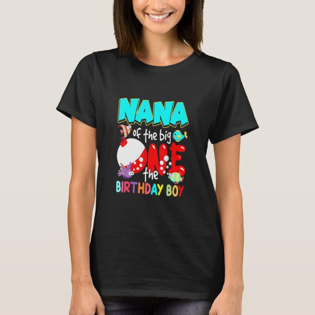 Nana of the Birthday Boy Birthday Fishing T Shirt (Framsida)