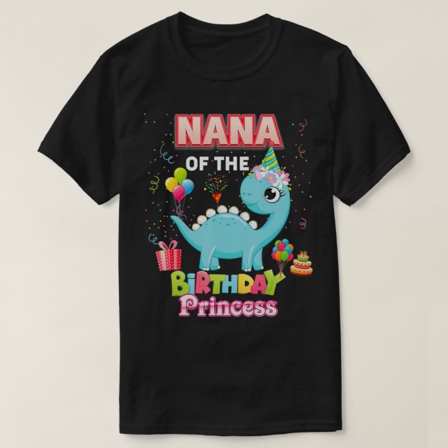 Nana of the Birthday Dinosaur Girl Matching Family T Shirt (Design framsida)