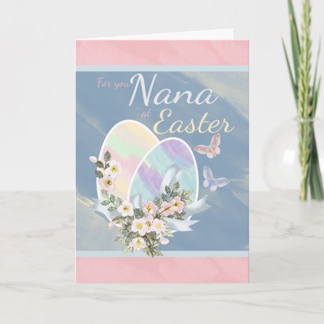 Nana påskkort med ägg och blommor helgkort (Framsida)