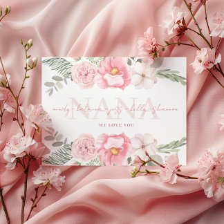 Nana Personlig Blommigt Greeting Card Tack Kort