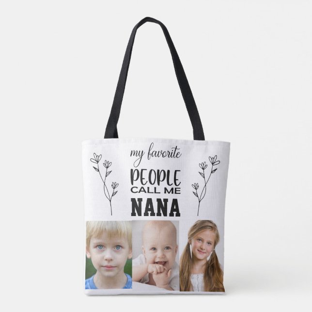 NANA PERSONLIG PHOTO TOTE BAG FOR GRANDMOTHER TYGKASSE (Baksida)
