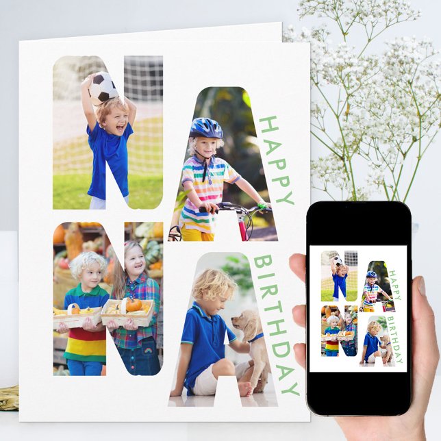 NANA Photo Brev Cutout Birthday Kort (Skapare uppladdad)