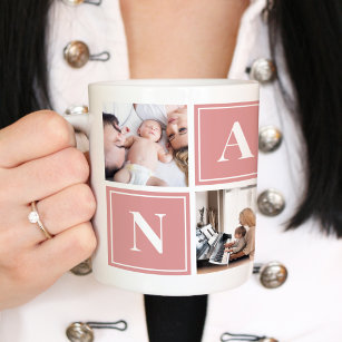 Nana Photo Collage Anpassningsbar Giant Coffee Mug Benporslin Mugg