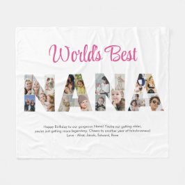 Nana Photo Collage Brev Cutout Grandma Birthday Fleecefilt