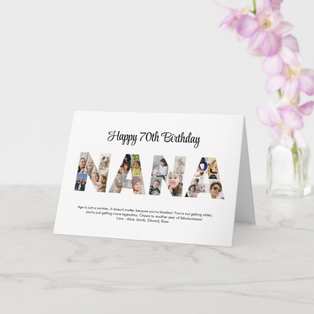 Nana Photo Collage Brev Cutout Grandma Birthday Kort (Orkide)