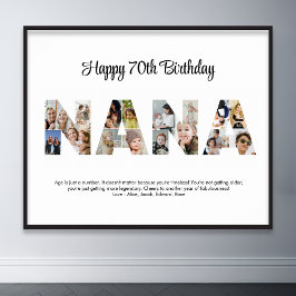 Nana Photo Collage Brev Cutout Grandma Birthday Poster