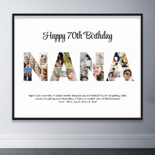 Nana Photo Collage Brev Cutout Grandma Birthday Poster