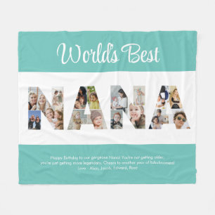 Nana Photo Collage Ord Cutout Grandma Birthday Fleecefilt