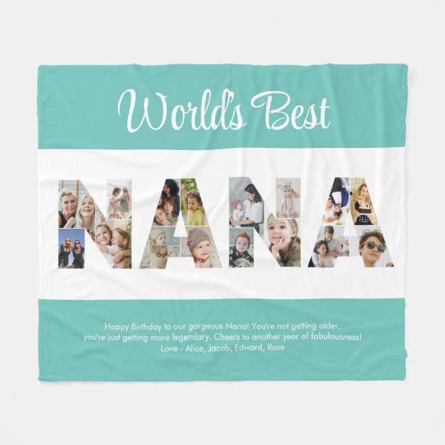 Nana Photo Collage Ord Cutout Grandma Birthday Fleecefilt (Framsidan (Horisontell))
