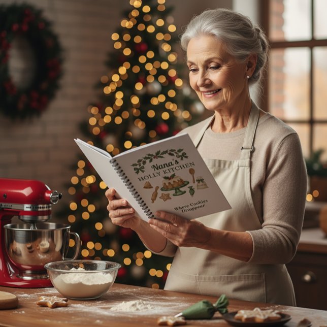 Nana’s Holly Kitchen — Personalized Holiday Recipe Anteckningsbok (Skapare uppladdad)