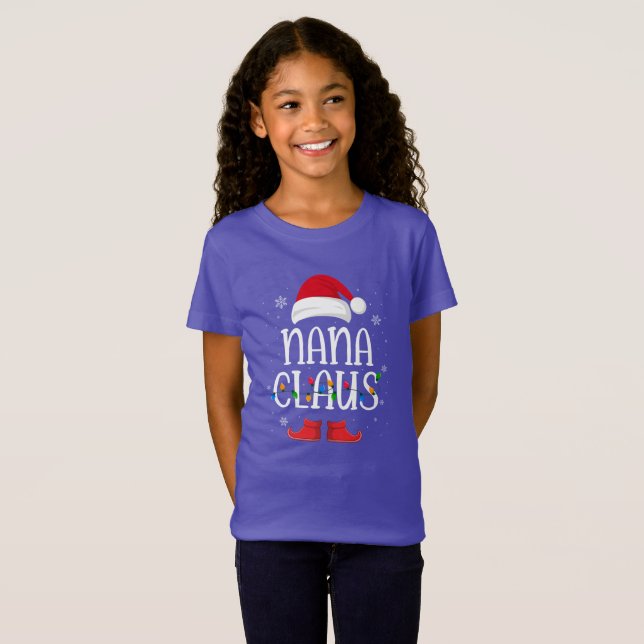 Nana Santa Claus Hat With Xmas Light Christmas  T Shirt (Hel framsida)