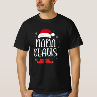 Nana Santa Claus Hat With Xmas Light Christmas T Shirt