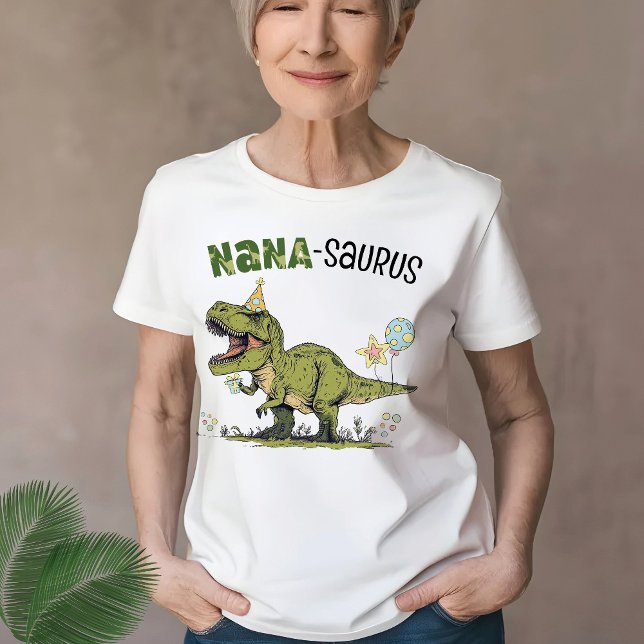 Nana saurus Dinosaur Theme Roligt Barns födelsedag T Shirt (Cute Nana-saurus dinosaur theme kids birthday party matching family t-shirt, T-Rex, grandma 3-Rex )