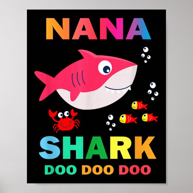 Nana Shark Shirt, Fars dag-gåva från fru son D Poster (Framsidan)