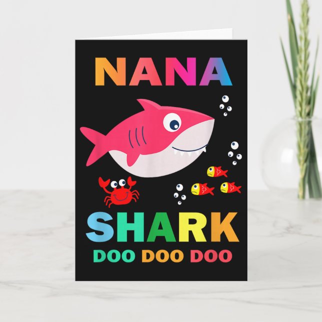 Nana Shark Tröja, Fars dag present från fru son D Kort (Framsida)