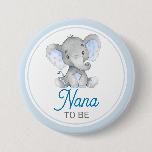 Nana ska bli New Granny Pojke Shower Elephant Knapp (Framsida)