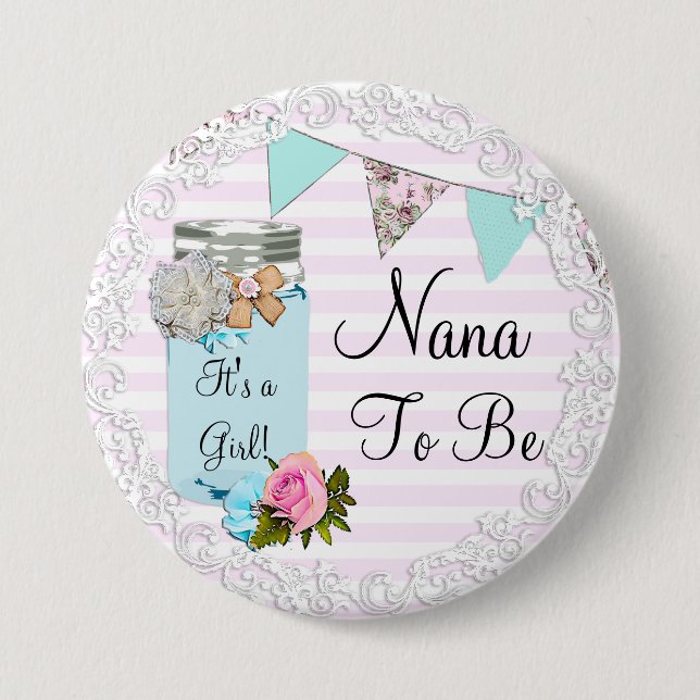 Nana ska vara Blue Mason Burk Rustic Button Knapp (Framsida)