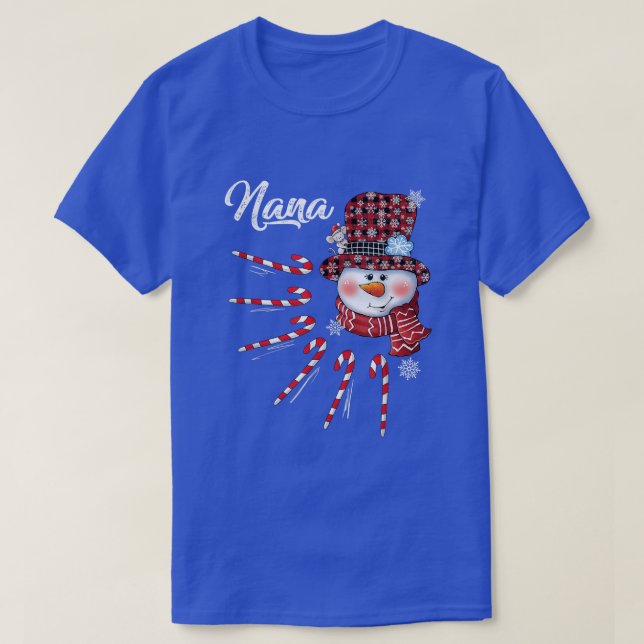 Nana Snowman Candy Cane Christmas Red Plaid Hat 90 T Shirt (Design framsida)