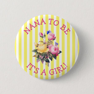 NANA som är den rosa blom- baby shower, knäppas Knapp