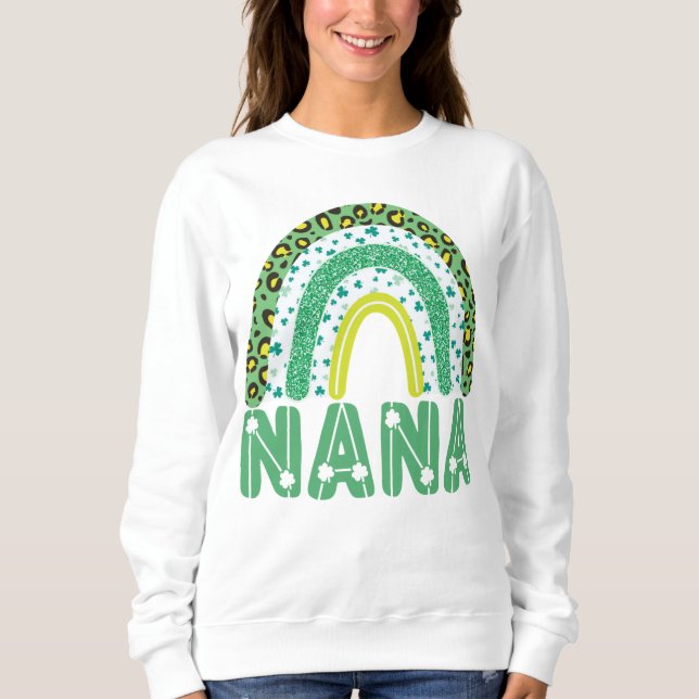 Nana St patricks day Irish Grandmor Rainbow T Shirt (Framsida)