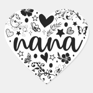 Nana Stickers, Nana Heart, Nana Sticker, Grandma Hjärtformat Klistermärke