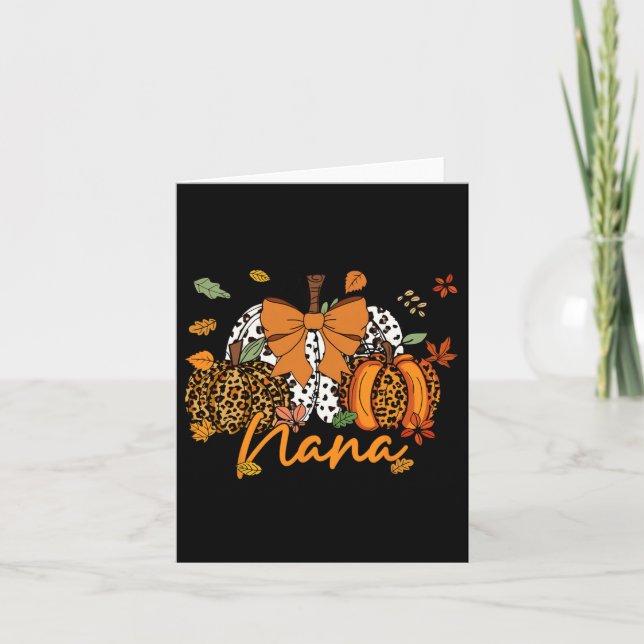 Nana Thanksgiving Leopard Pumpkin Coquette Bow Mam Kort (Framsida)