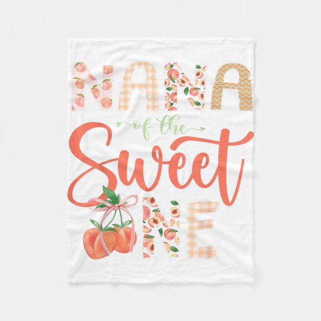 Nana till The Sweet One Peach 1-års födelsedagsfli Fleecefilt (Framsidan)
