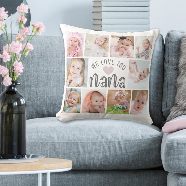 NANA WE KÄRLEK DU 10 Photo Collage Anpassningsbar Kudde (Skapare uppladdad)