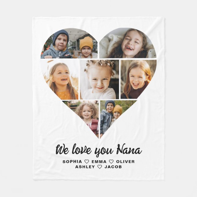 Nana We Kärlek du Heart Modern Photo Collage Fleecefilt (Framsidan)