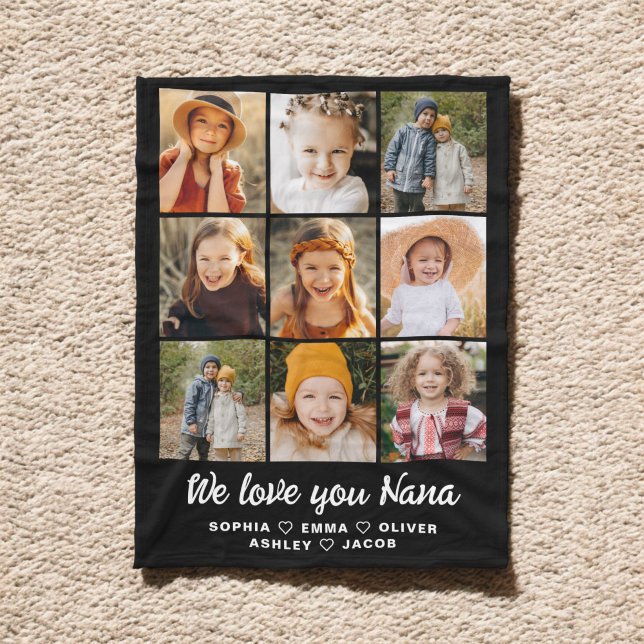 Nana We Kärlek Hearts Modern Photo Collage Fleecefilt (Skapare uppladdad)