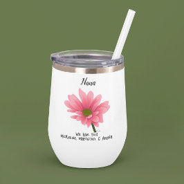 Nana We Kärlek You Rosa Flower Vattenflaska