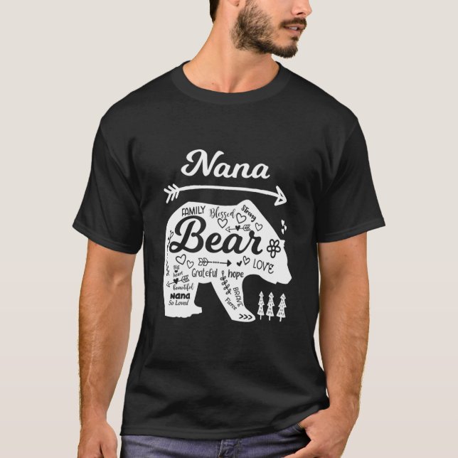 Nana Words Of Love Bear With Doodle S Grandma T Shirt (Framsida)
