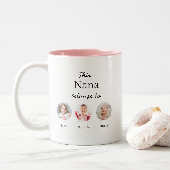 Nanas barnbarn Söt personlig  Två-Tonad Mugg (Med munk)