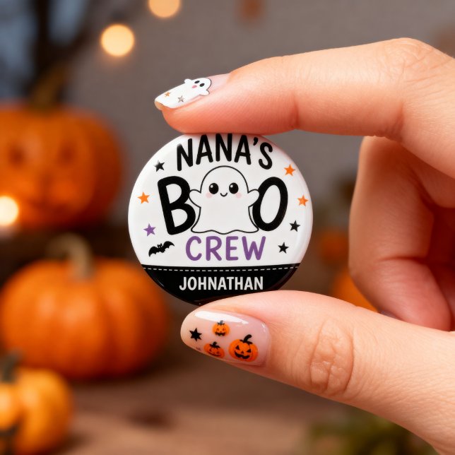 Nanas Boo Crew 1 barnbarns namn Halloween-spöke  Knapp (Skapare uppladdad)
