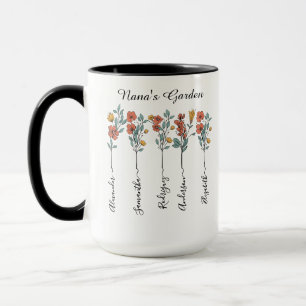 Nanas Garden Anpassningsbar 5 Namn Blommigt Gift f Mugg
