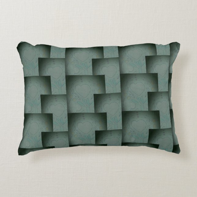 Nanas Hearts (Black & Grått) Prydnadskudde (Framsidan)