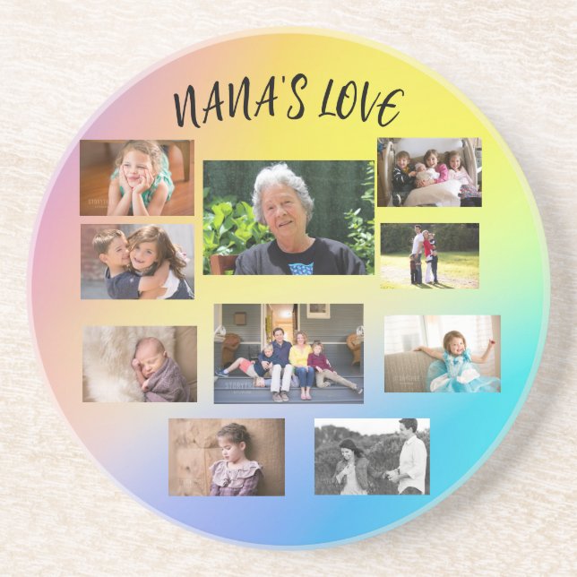 Nanas kärlek 10 foto modern rosa blå gul  underlägg (Framsidan)