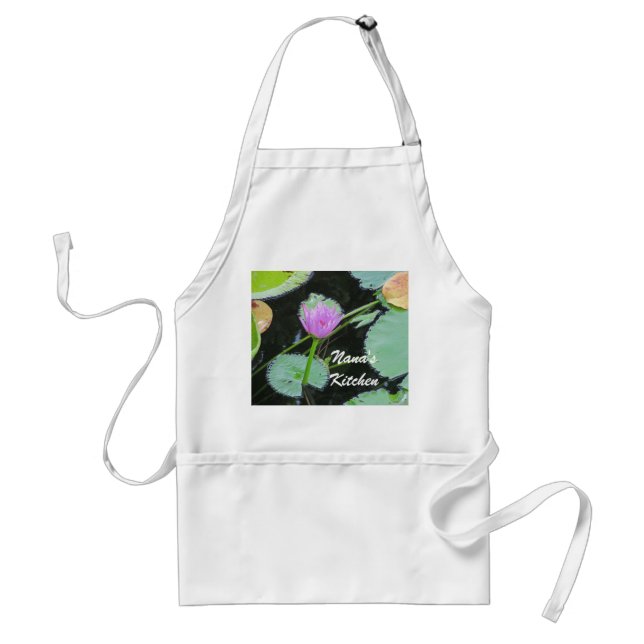 Nanas Kitchen Söt Rosa Vatten Lily Photo Flower Förkläde (Framsidan)