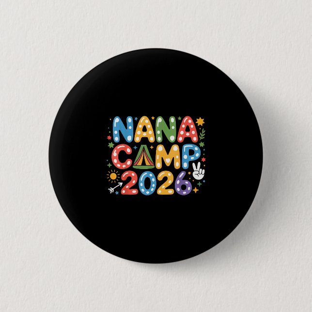 Nanas läger 2026 campingbesättning familjesemester knapp (Framsida)